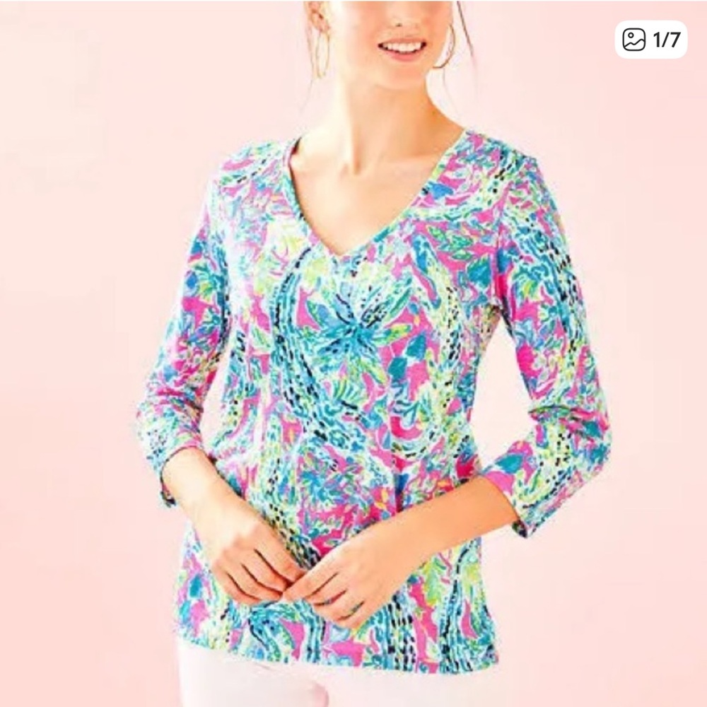 Lilly Pulitzer Etta 3/4 Sleeve Top - Snap Back